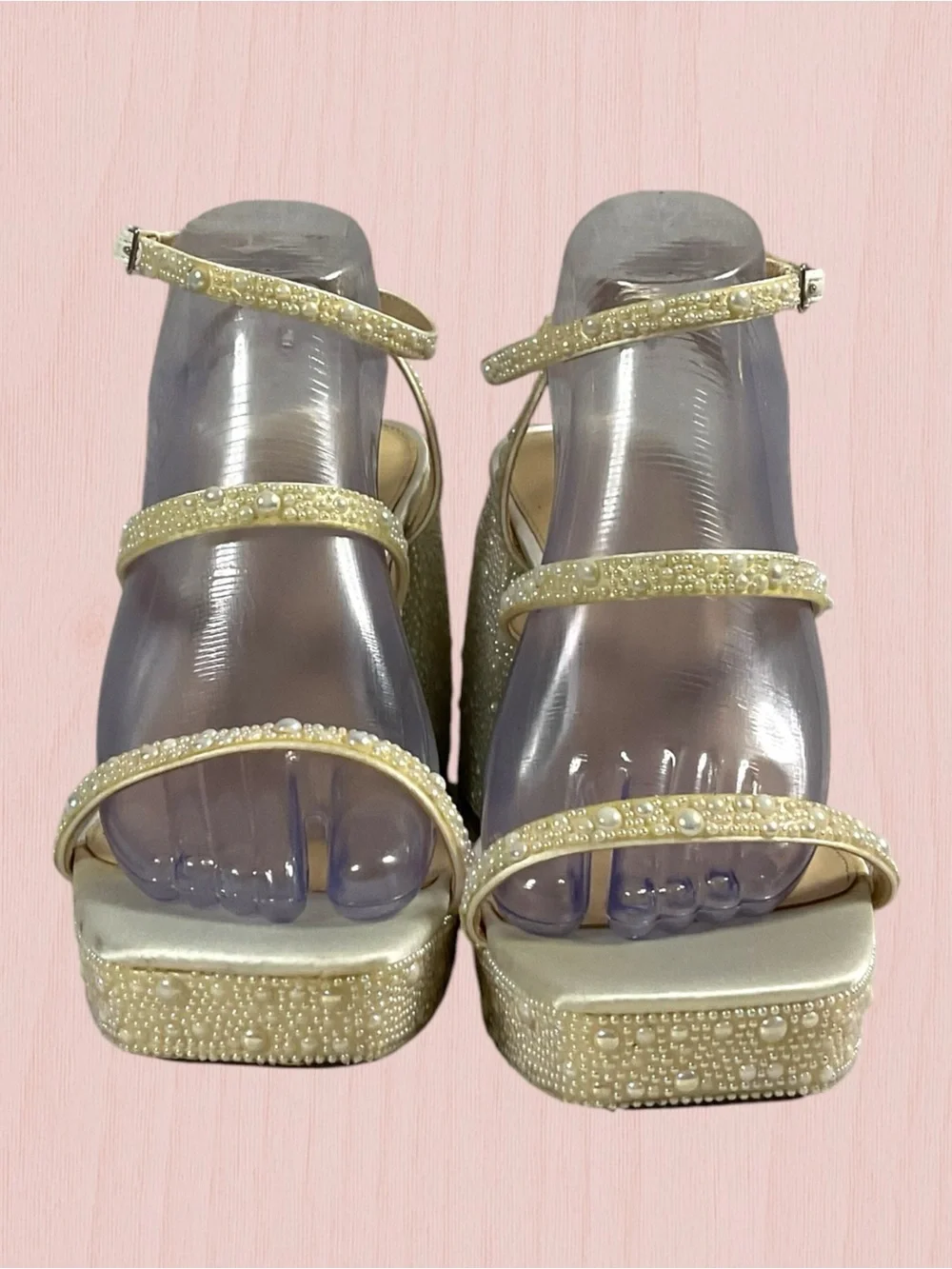 Betsey Johnson SB-Denni Gold Strappy Platform Sandals - Women Size 10M